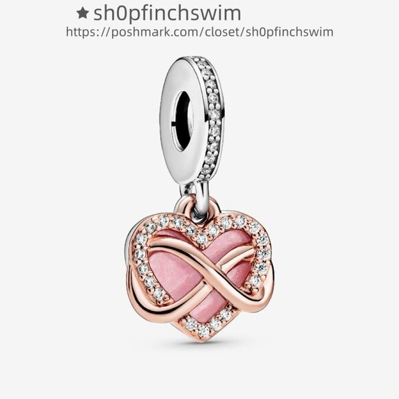 Pandora Sparkling Infinity Heart Dangle Charm|Two-tone - Picture 2 of 7